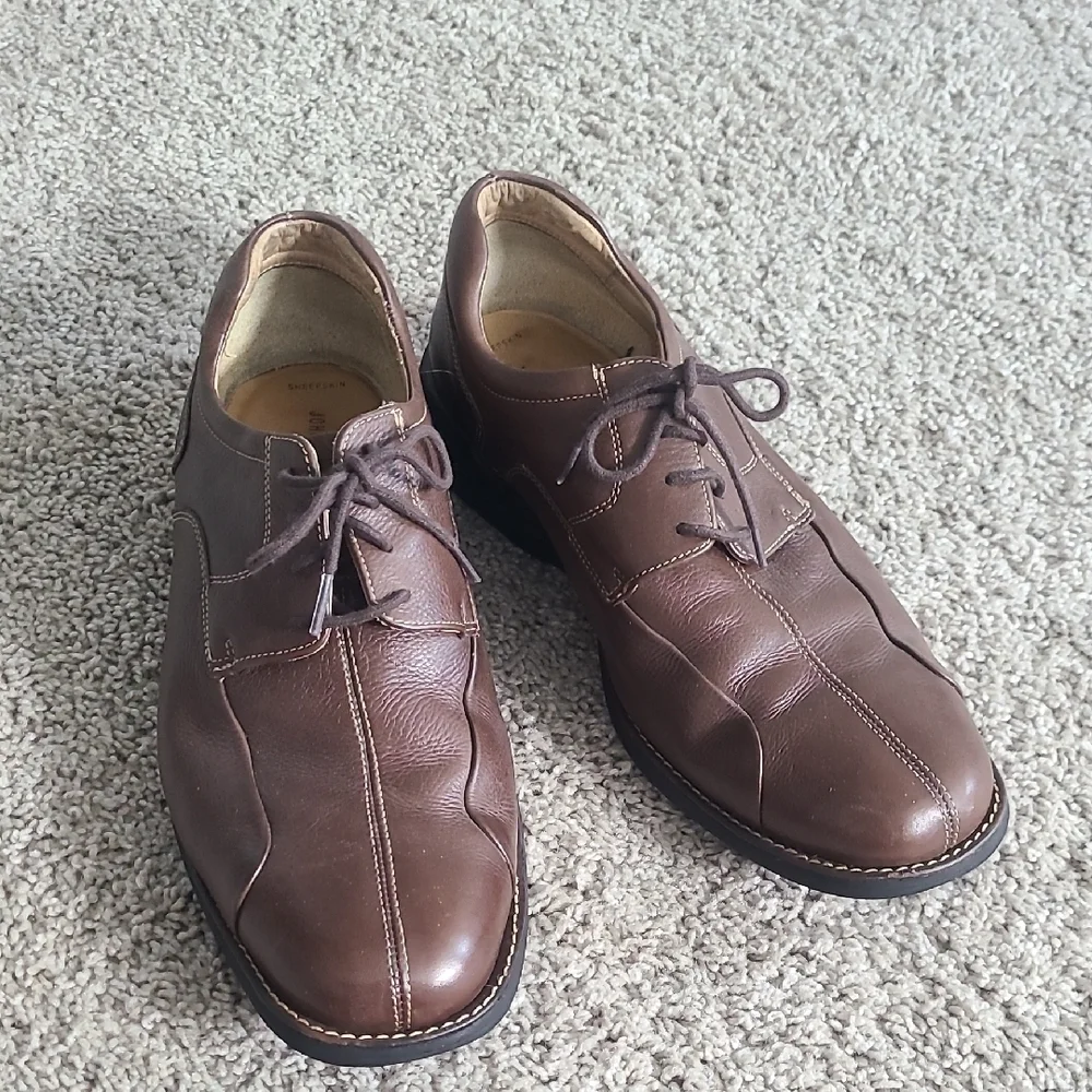 EUC Johnston & Murphy Brown Sheepskin Oxford Shuler Bicycle Toe Men 10.5M Johnston & Murphy Shuler Bicycle dark brown | Mercari main image 3